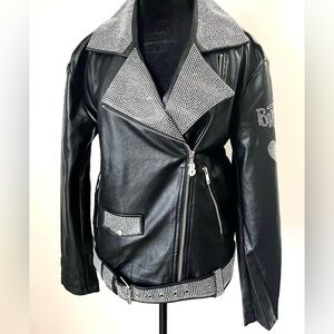 Dolls Kill Black and Silver Studded Leather Jacket